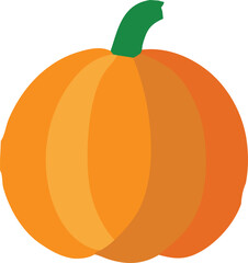 Bright orange pumpkin with green stem isolated realistic autumn vegetable graphic for harvest and halloween designs