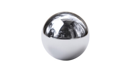 Shiny Chrome Metallic Sphere Isolated on White Background