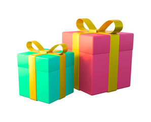 colorful gift boxes with ribbons.