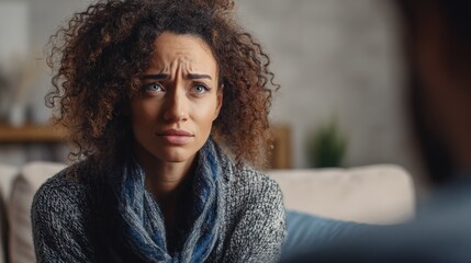 Distressed Woman Seeking Therapy: Emotional Support, Mental Health Counseling, and Empathy in Overcoming Challenges