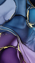 Ultra-high-Res Fluid Alcohol Ink Spill Art with Gold Specks