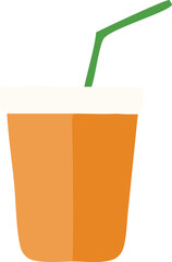 Refreshing orange juice drink with green straw flat icon concept for summer refreshment and healthy lifestyle choices