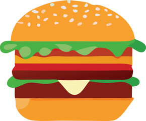 Juicy double cheeseburger with toasted sesame seed bun and fresh lettuce delicious fast food meal isolated