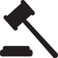 Gavel line silhouette vector icon for law, justice, court, judgment, decision, authority, and legal process.
