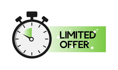 Limited offer. Sale countdown badge. Limited time only discount promotion. Vector illustration
