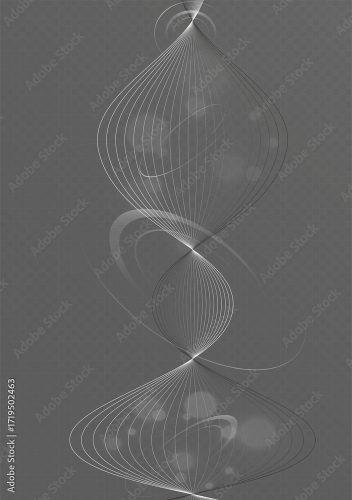 Poster abstract glowing curved wave lines with light effect isolated on transparent background.