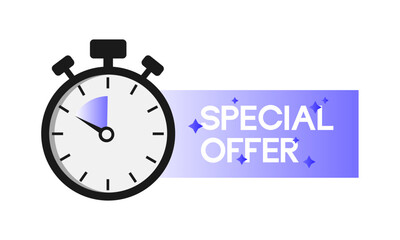 Special offer. Sale countdown badge. Limited time only discount promotion. Vector illustration