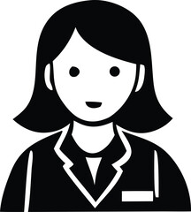 Professional woman avatar icon business professional female character simple graphic representing woman in business attire for digital use