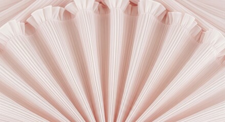 Pink and White Pleated Fabric with Ruffled Edge Detail.
