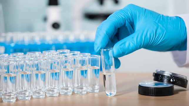 Scientist handling test tubes in a laboratory setting