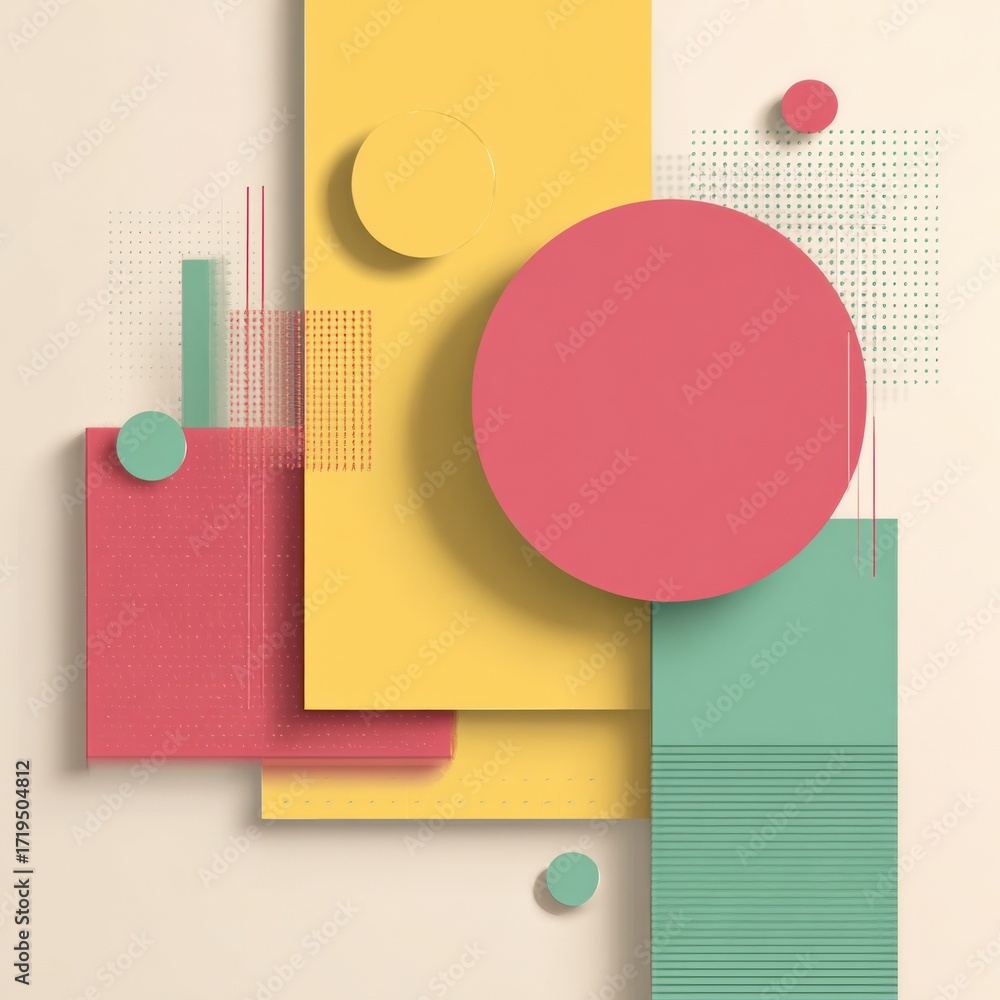 Aufkleber modern abstract geometric composition with vibrant colors and dynamic shapes for creative design pro
