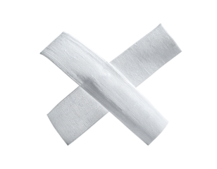 A silver, textured "X" mark, painted with thick, slightly uneven strokes, creating a bold, graphic effect against a black background