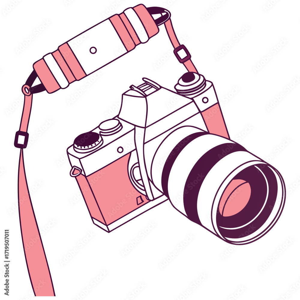 Aufkleber minimalist flat vector camera icon with smooth edges and vibrant color options