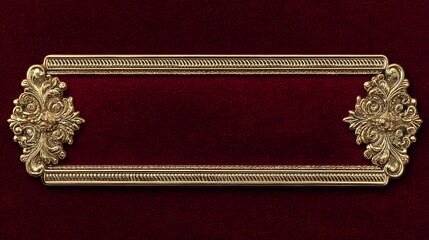 Ornate gold frame on red velvet background antique vintage style decor luxury