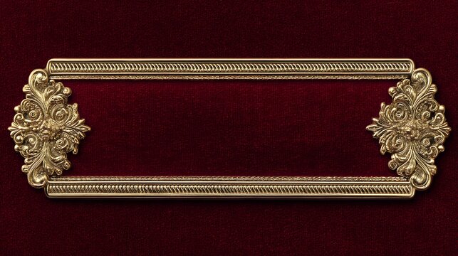 Ornate gold frame on red velvet background antique vintage style decor luxury - Powered by Adobe