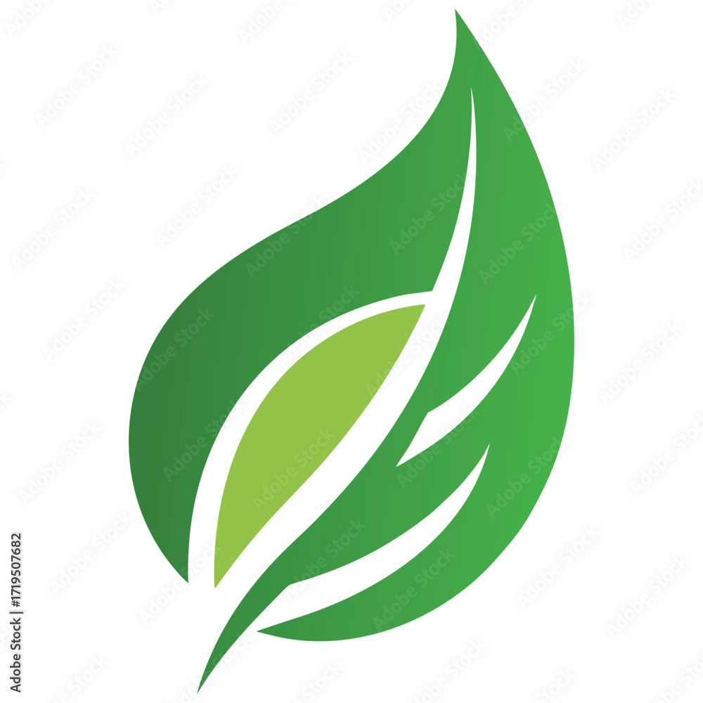Poster clean and minimalist vector leaf design with smooth curves and vibrant color options
