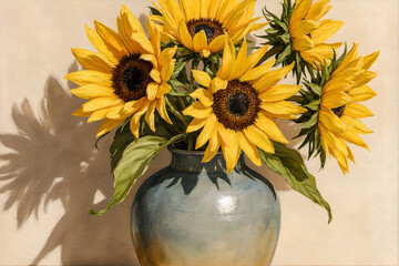 Vase of Sunflowers