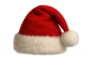 Santa hat on transparent background, conveying festivity, winter holidays, christmas cheer, and seasonal celebration