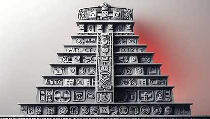 Obraz premium Mystical Ancient Pyramid Structure Red Glow Architectural Wonder Historical Place