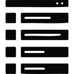 A minimalist black and white image featuring a series of rectangular shapes arranged in a vertical column silhouette