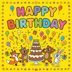 Fototapeta premium Funny Happy Birthday Greeting