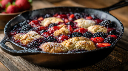 Blackberry cobbler with oats dessert sweet food decorate gourmet photography
