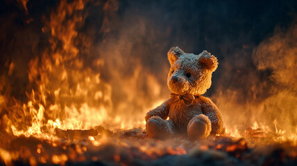teddy bear abandoned dies in a fire