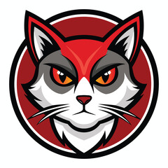 Aggressive red fox mascot face with intense eyes inside a red circle emblem