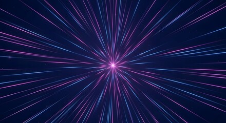 Fototapeta premium light speed burst zooming through a neon stargate tunnel ideal for futuristic tech presentations digital backgrounds and sci-fi visuals.
