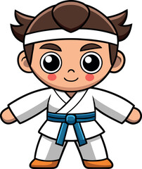 cartoon karate boy illustration, cute martial arts cartoon, karate fighter cartoon, adorable karate character, funny karate artwork, karate training kid vector, smiling karate boy drawing, happy karat