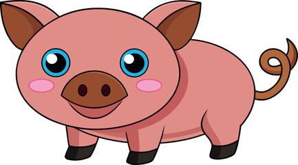 cartoon pig illustration, cute pig drawing, funny pig cartoon, adorable pig artwork, smiling pig clipart, happy pig vector, pink pig character, playful pig design, child-friendly pig cartoon, farm ani