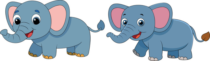 Naklejka premium cartoon elephant illustration, cute pink elephant, baby elephant drawing, funny elephant cartoon, adorable elephant artwork, smiling elephant vector, happy elephant clipart, jungle elephant design, pl