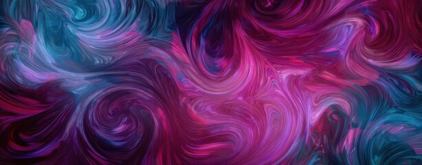 abstract swirls in the background with blue, purple, and pink