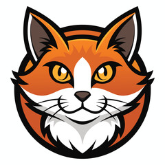 Stylized cartoon fox face with bright orange fur and intense yellow eyes