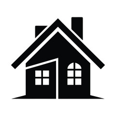 Simple Silhouette of a Residential House Icon, Representing Home, Real Estate, Property, Shelter, and Dwelling for Modern Living