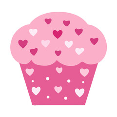 Vector illustration, flat design, animation design, flat 2D icon, minimalist design, clipart, A Simple flat 2D icon of a Christmas cupcake isolated on a transparent background, EPS format