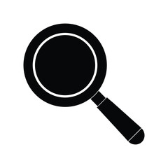 Magnifying glass icon on a white background, symbolizing research, discovery, and focused investigation for detailed examination