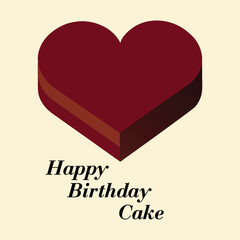 Heart shaped chocolate cake with happy birthday message for celebrations