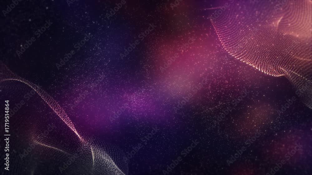 Aufkleber purple abstract particle wave animation – futuristic glitter background loop