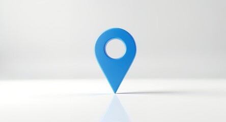 3D Render of a Blue Location Pin Icon on White Background