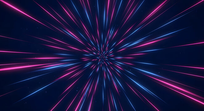 warp speed light speed journey through glowing pink and blue streaks in a futuristic space tunnel illustrating travel exploration and innovation.