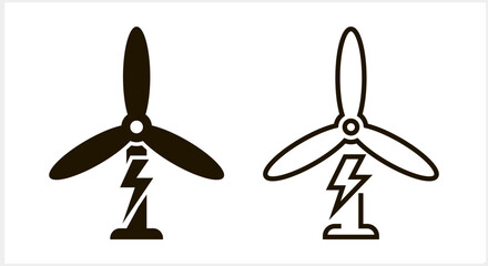 Doodle windmill clipart isolated. Stencil and sketch icon. Vector stock illustration