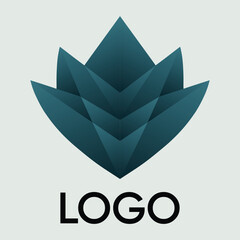 Abstract teal geometric lotus flower logo design with the word logo below