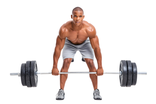 Dramatic African Descent Athlete Prepare to Lift Heavy Barbell Weight. Ai Generated Images