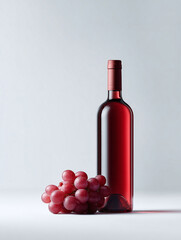 Obraz premium Elegant wine bottle with fresh grapes, evoking celebration and refinement. Ideal for food, drink, or lifestyle publications. Showcase taste and quality.