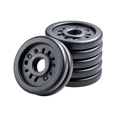 Obraz premium Studio Shot of Stacked Black Dumbbell Weight Plates for Strength Training. Ai Generated Images