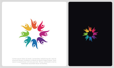 Abstract people colorful logo icon design minimal style illustration. community logo icon vector isolated.	

