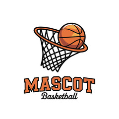 Vector art of basketball mascot logo with the text mascot basketball, symbolizing sports and competition