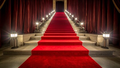 Grand Red Carpet Staircase Leading to Success and Achievement.