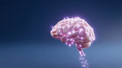 Abstract representation of human brain with glowing connections and light effects, symbolizing intelligence and creativity